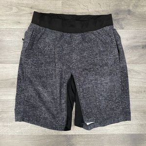 Lululemon T.H.E Shorts 9" Linerless Black/Gray Grid Mens Medium M Grey/Black
